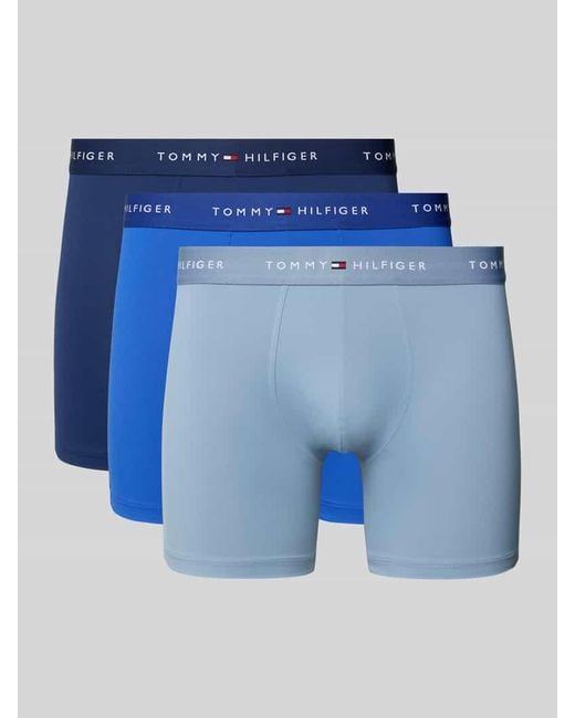 Tommy Hilfiger Regular Fit Trunks mit Label Bund im 3er-Pack in Blue für Herren