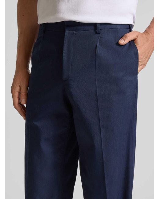 Forét Regular Fit Stoffen Broek Met Bandplooien, Model 'Writer' in het Blue voor heren