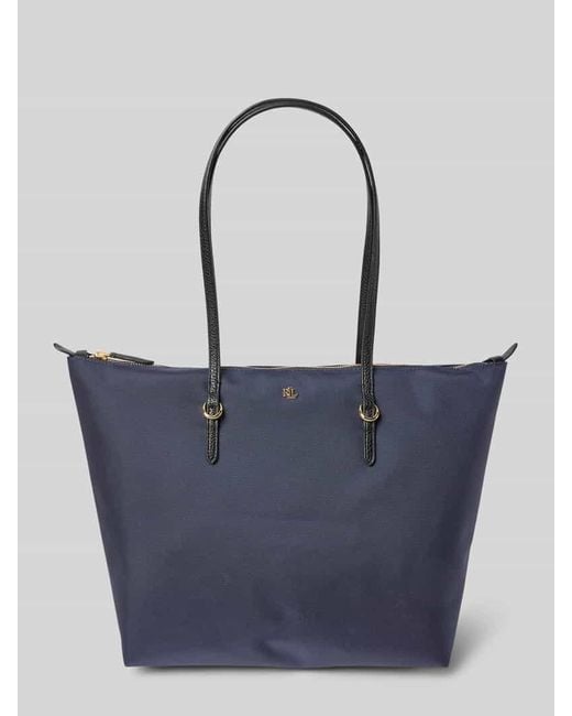 Ralph Lauren Blue Tote Bag mit Label-Applikation Modell 'KEATON'
