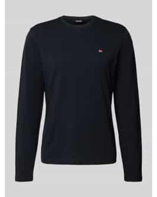 Napapijri Shirt Met Lange Mouwen En Logostitching, Model 'Salis' in het Blue voor heren