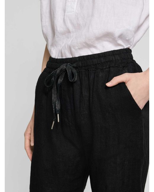 ZABAIONE Linnen Broek Met Elastische Band in het Black