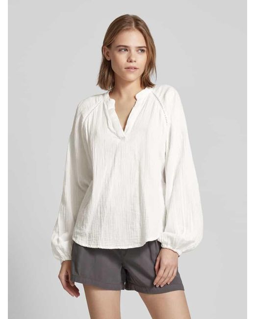 ONLY White Bluse mit V-Ausschnitt Modell 'THYRA LIFE'