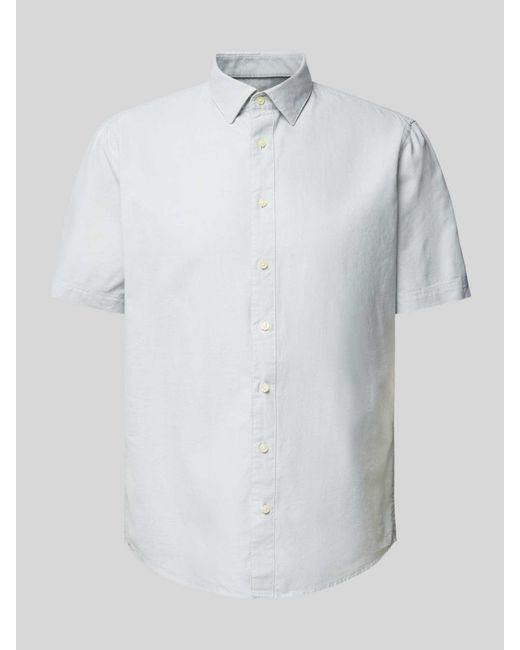 Jake*s Casual Fit Freizeithemd mit Knopfleiste in White für Herren