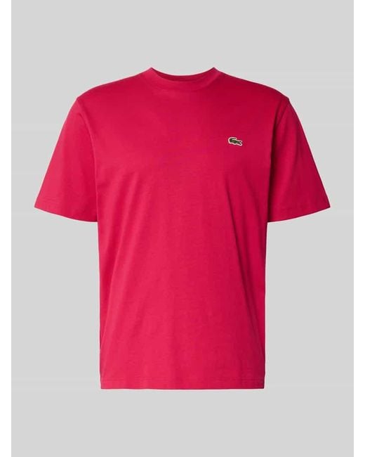 Lacoste Regular Fit T-Shirt aus reiner Baumwolle in Pink für Herren