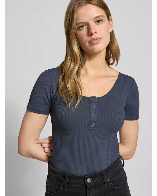 Pieces T-shirt Met Ribstructuur in het Blue