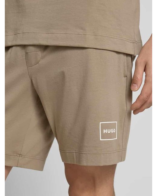 HUGO Regular Fit Sweatshorts mit Label-Print Modell 'Laze' in Natural für Herren