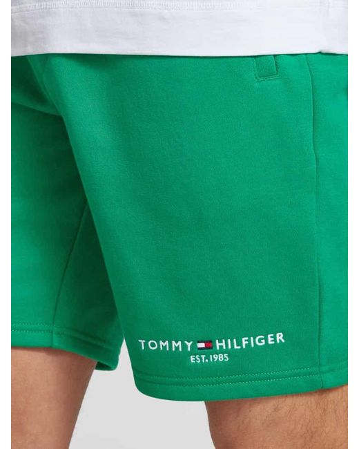 Tommy Hilfiger Regular Fit Sweatshorts mit Label-Stitching in Green für Herren