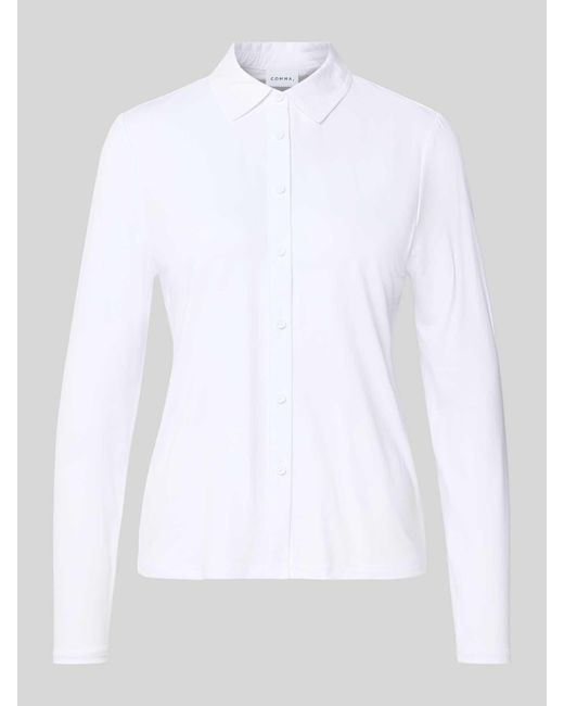Comma, Slim Fit Poloshirt Met Doorknoopsluiting in het White