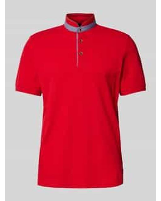 Bugatti Regular Fit Poloshirt Met Opstaande Kraag in het Red voor heren