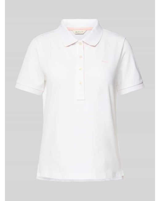 Gant White Poloshirt mit Label-Stitching