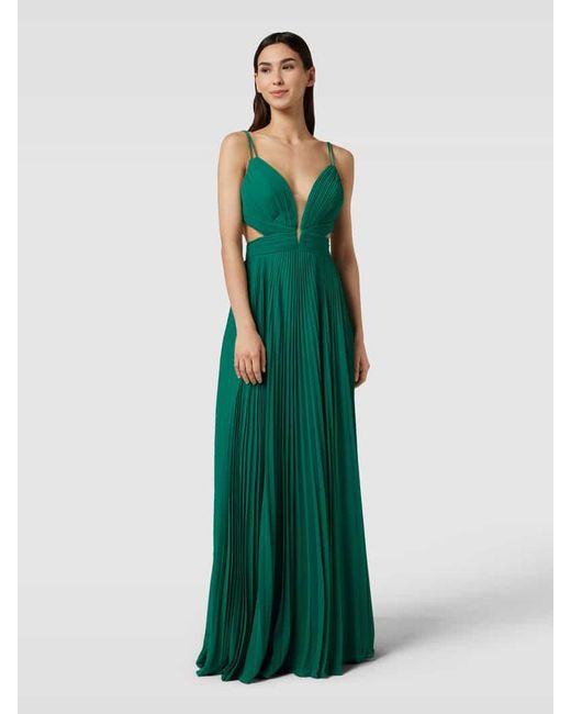 Luxuar Green Abendkleid mit Plisseefalten