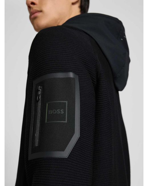 Boss Regular Fit Sweatjack Van Viscosemix, Model 'Urban Commuter' in het Black voor heren