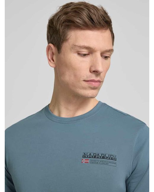 Napapijri T-Shirt mit Label-Print Modell 'KASBA' in Blue für Herren