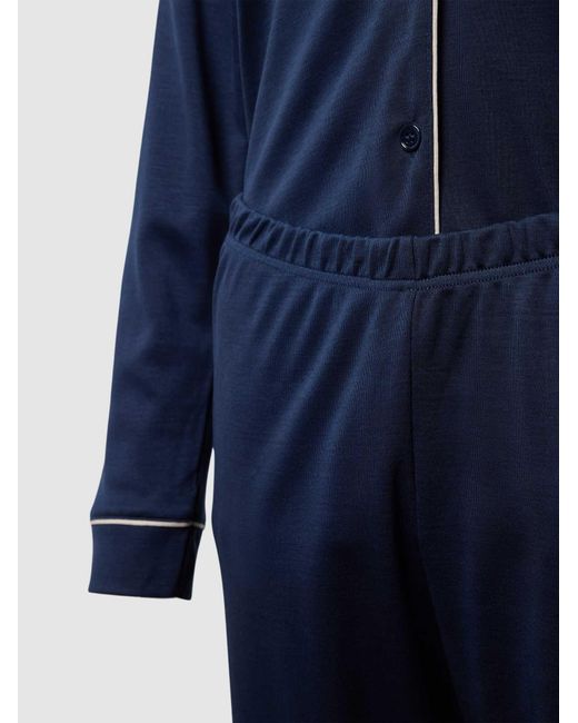Hanro Regular Fit Pyjama Van Puur Katoen in het Blue