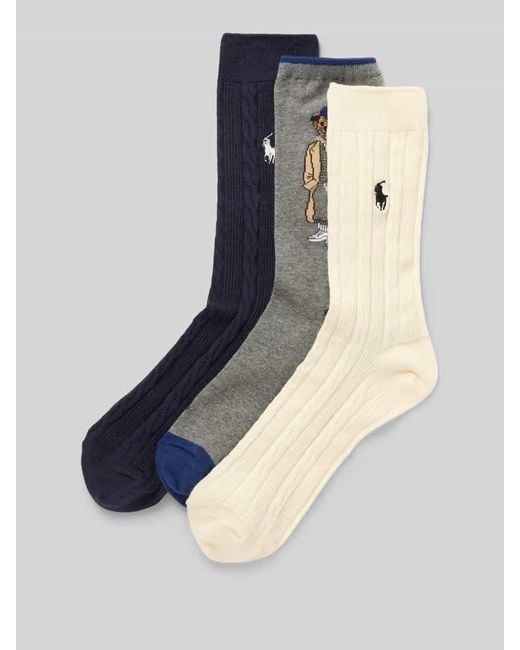 Polo Ralph Lauren Blue Socken mit Label-Stitching im 3er-Pack