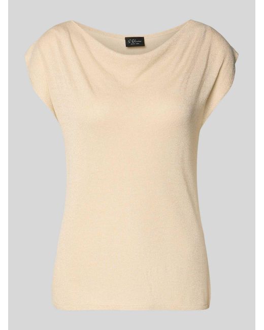S.oliver Relaxed Fit T-Shirt Van Viscosemix in het Natural