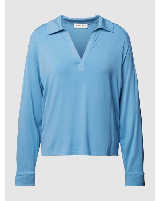 Marc O' Polo Shirt Met Lange Mouwen En Tuniekkraag in het Blue