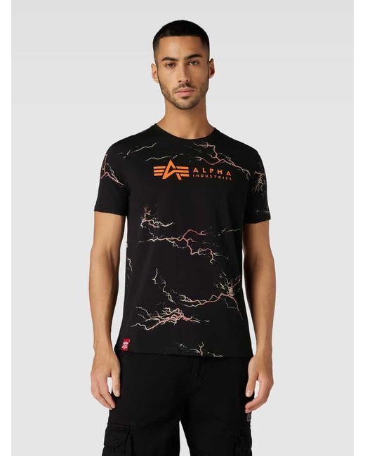 Alpha Industries T-Shirt mit Label-Print in Black für Herren