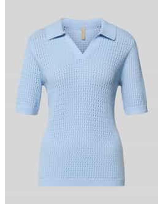 Soya Concept Gebreide Pullover Met Polokraag En 1/2-Mouwen Model 'Denefa' in het Blue