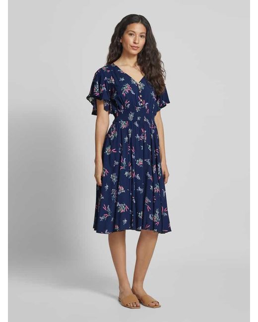 Apricot Blue Knielanges Kleid aus Viskose mit Knopfleiste