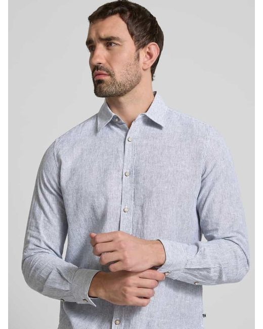 S.oliver Regular Fit Freizeithemd aus Leinen-Baumwoll-Mix in Blue für Herren