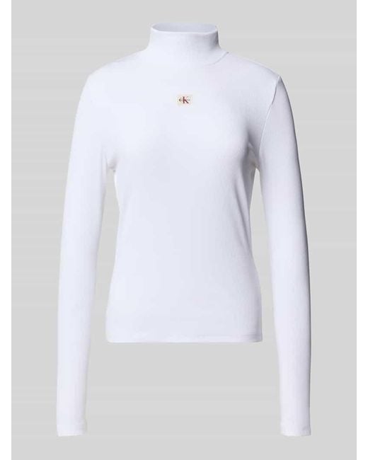 Calvin Klein White Longsleeve mit Stehkragen