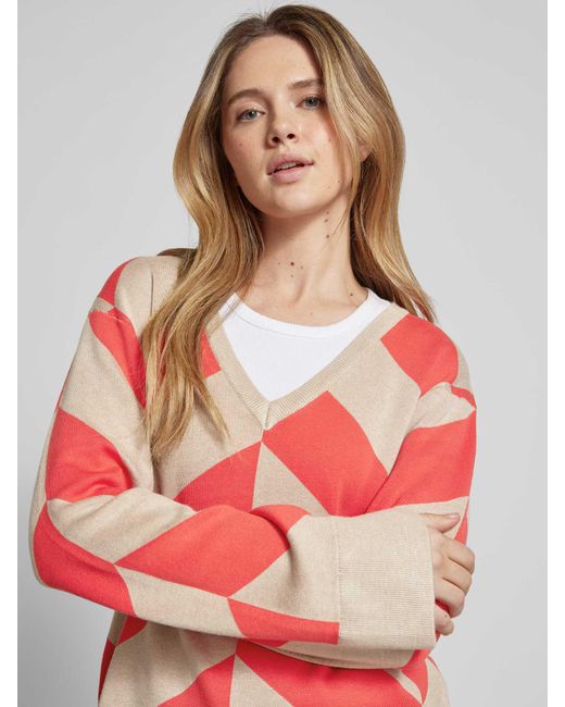 B.Young Gebreide Pullover Met V-hals in het Pink