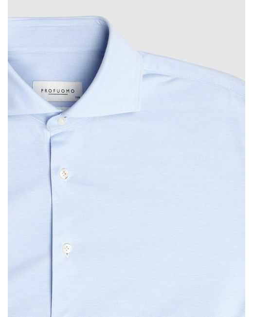 Profuomo Regular Fit Zakelijk Overhemd Van Katoenmix in het Blue voor heren