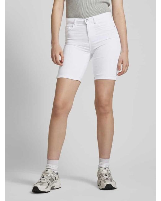 ONLY White Slim Fit Jeansshorts im 5-Pocket-Design Modell 'RAIN LIFE'