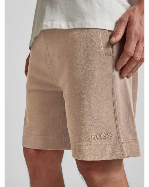 Boss Shorts aus Frottee mit elastischem Bund in Natural für Herren