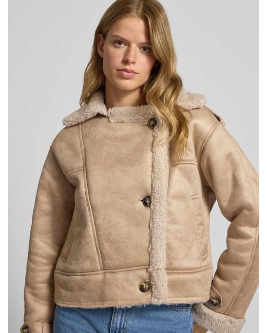 ONLY Natural Regular Fit Jacke in Velours-Lederoptik Modell 'YLVA'