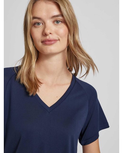 Fransa Blue T-Shirt mit V-Ausschnitt Modell 'Joselyn'