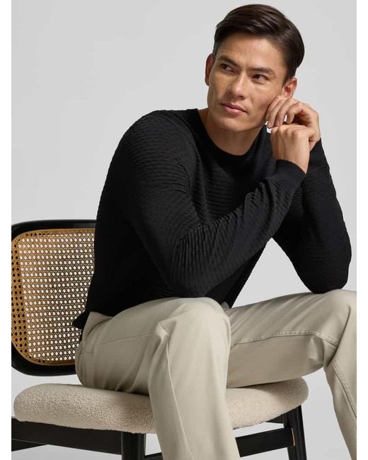 Antony Morato Slim Fit Pullover aus Viskose-Mix mit Strukturmuster in Black für Herren