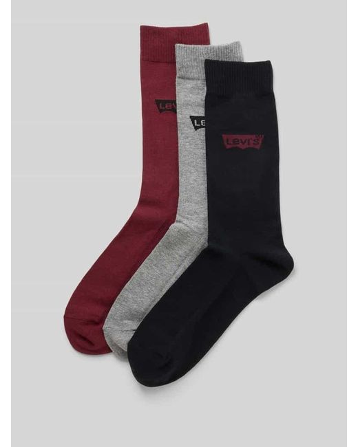 Levi's Socken mit Logo-Stitching Modell 'Regular' im 3er-Pack in Red für Herren