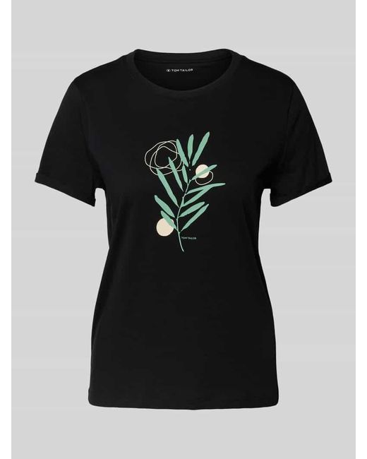 Tom Tailor Black Regular Fit T-Shirt aus reiner Baumwolle