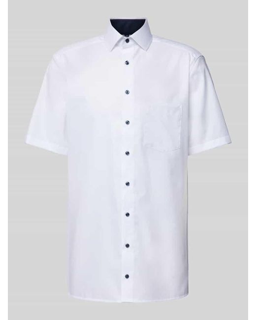 Olymp Regular Fit Business-Hemd mit logo-Stitching Modell 'Global' in White für Herren