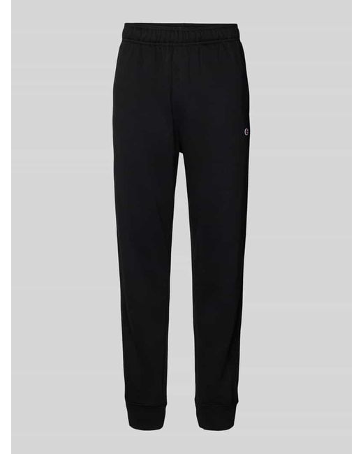 Champion Regular Fit Sweatpants mit Logo-Stitching in Black für Herren