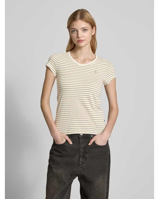 G-Star Natural T-Shirt mit Label-Stitching
