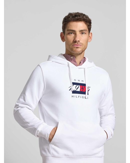 Tommy Hilfiger Regular Fit Hoodie Van Puur Katoen in het White voor heren