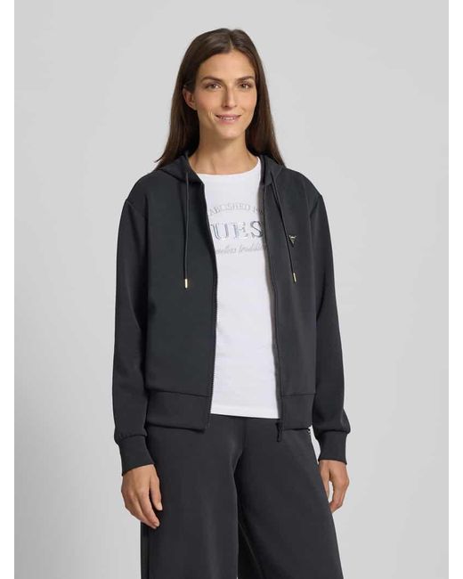 Guess Black Sweatjacke mit Label-Detail Modell 'OLYMPE'