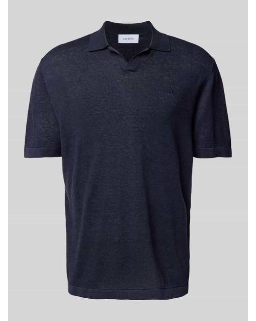 Les Deux Relaxed Fit Poloshirt mit V-Ausschnitt Modell 'Emmanuel' in Blue für Herren