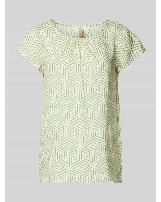 Soya Concept Green Blusenshirt mit Allover-Muster Modell 'Diva'