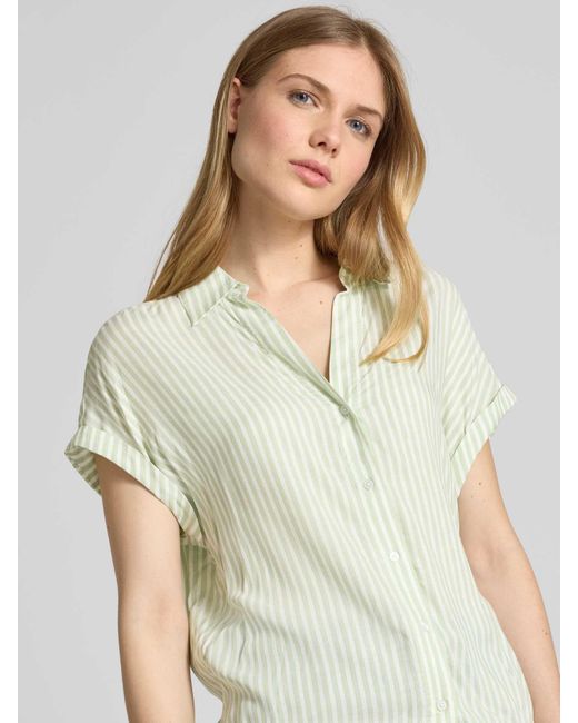 Tom Tailor Relaxed Fit Blouse Met Korte Mouwen Van Puur Viscose Met V-hals in het Multicolor