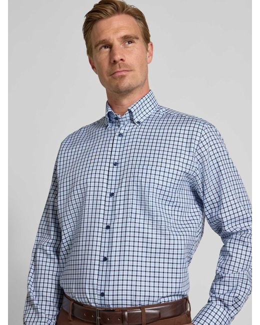 Eterna Comfort Fit Zakelijk Overhemd Met Button-Downkraag in het Blue voor heren
