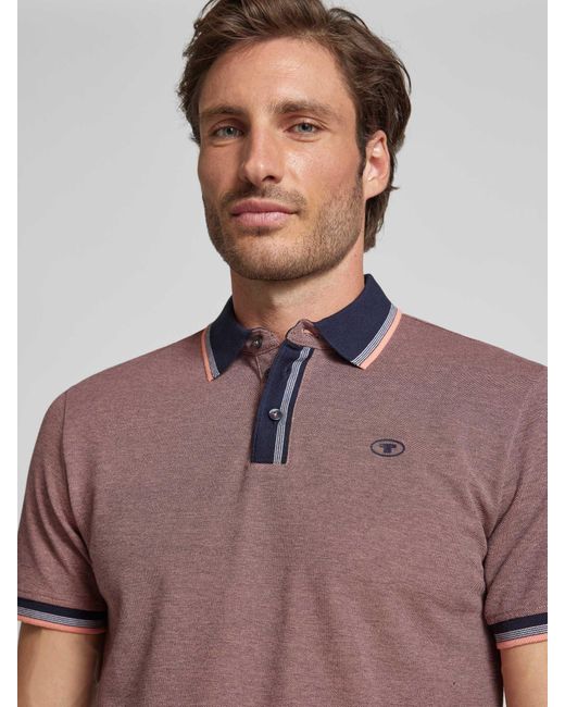 Tom Tailor Regular Fit Poloshirt Met Labelprint in het Purple voor heren