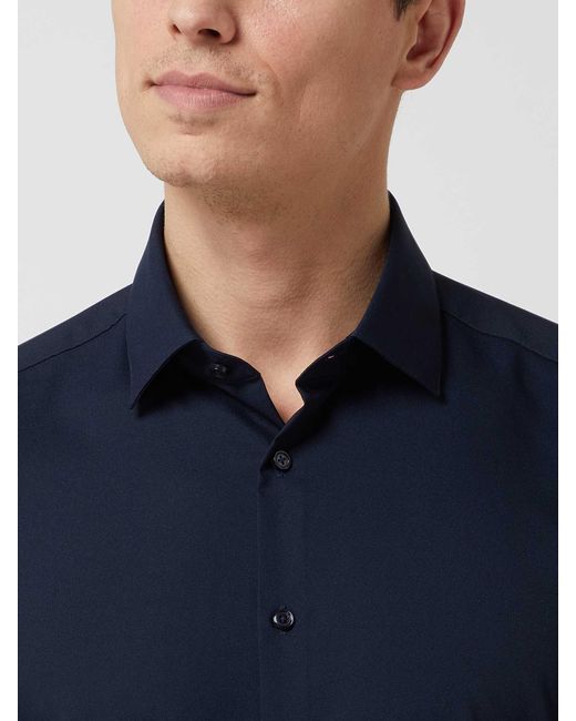 Jake*s Slim Fit Business-Hemd mit Stretch-Anteil in Blue für Herren