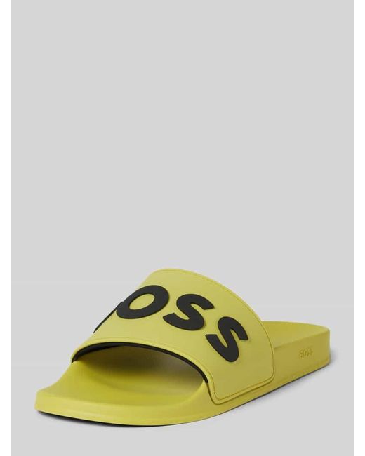 Boss Slides mit Label-Print Modell 'Kirk' in Yellow für Herren
