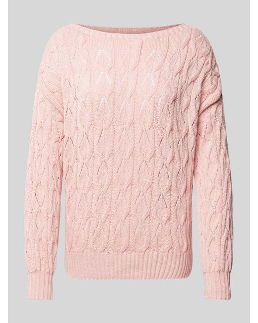 ONLY Relaxed Fit Gebreide Pullover Met Kabelpatroon in het Pink