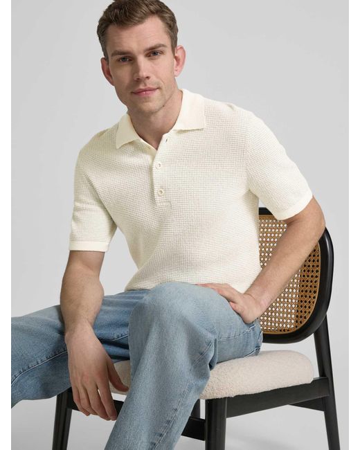 Marc O' Polo Regular Fit Poloshirt Van Katoenmix Met Een Kreukeffect in het Natural voor heren