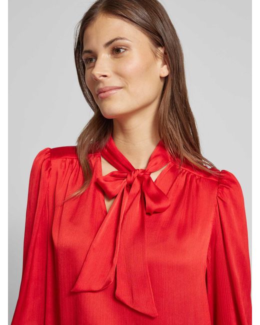 christian berg Blouseshirt Met Strikdetail in het Red